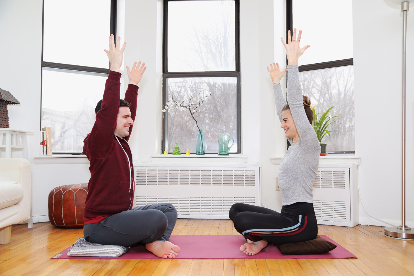 Private yoga session in Brooklyn, NY with teacher and student